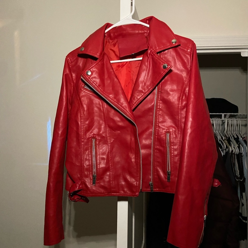 Red leather jacket